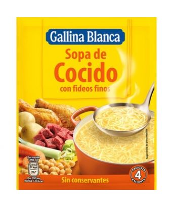 Sopa de cocido fideos finos Gallina Blanca 72 gr.