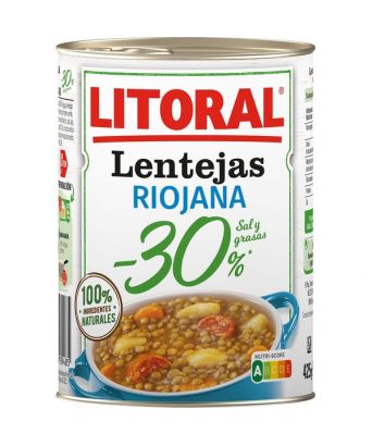 Lentejas Riojana -30 % sal y grasa Litoral 435 gr.