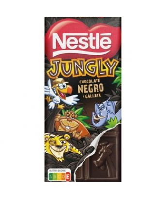 Tableta de chocolate negro y galleta Nestlé Jungly 125 gr.