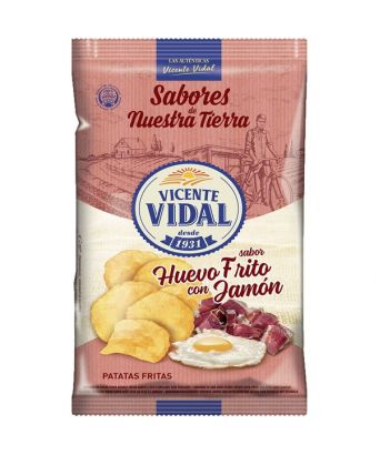 Patatas fritas sabor huevo frito y jamón Vidal 135 gr.