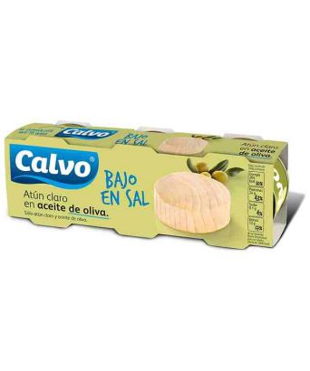 Atún claro en aceite de oliva bajo en sal Calvo pack 3 ud.