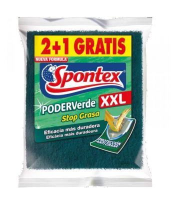Brosse à récurer fibre verte Spontex XXL 2+1