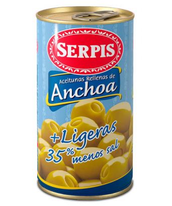 Anchovy stuffed olives of Serpis Low in salt