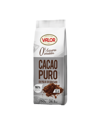 Cacao pur dégraissé sans sucre ajouté Valorr 750 gr.