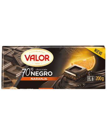 Chocolate 70% negro con naranja Valor 200 gr.