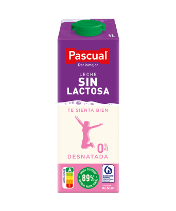 Leche desnatada sin lactosa Pascual 1 l.
