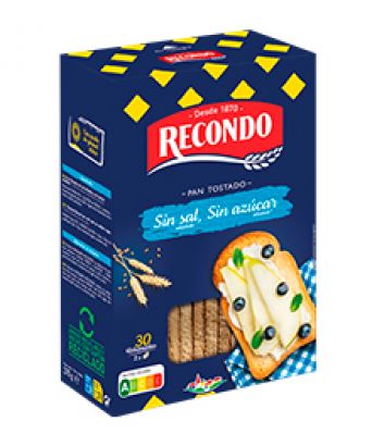 Toasted bread without salt without sugar Recondo 270 gr.