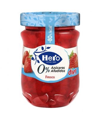 Confiture de fraises 0% sucre Hero 280 gr.