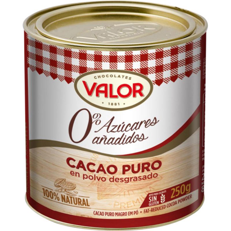 Cacao puro en polvo desgrasado 0% azúcares Valor 250 gr.