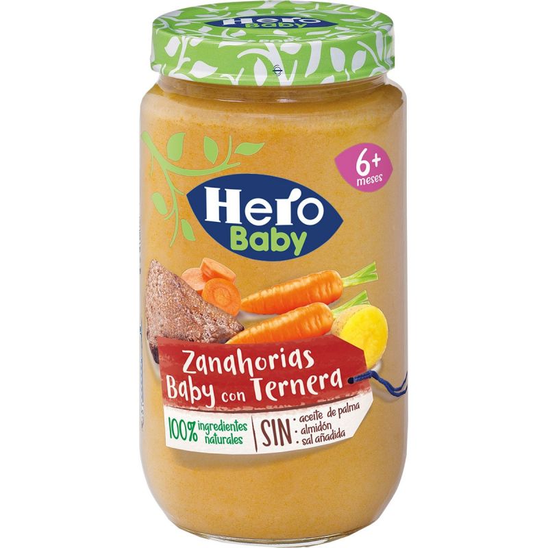 Bocal de mini-carottes avec des spécialités de viande Hero bébé 235 gr.