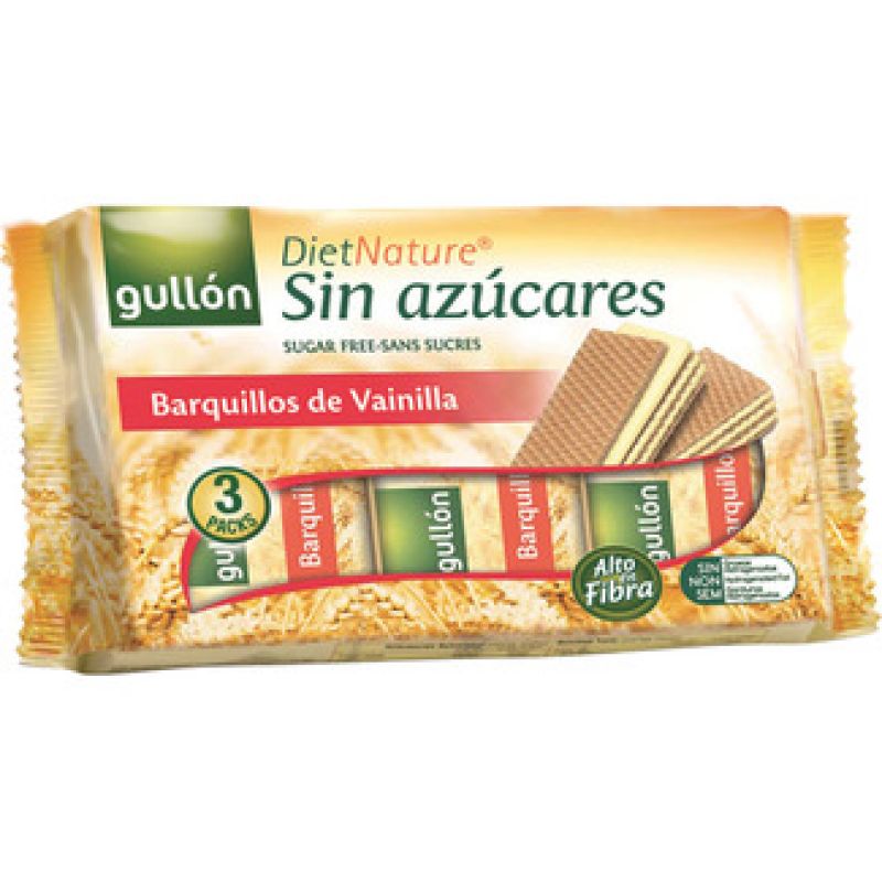 Galletas barquillo de vainilla sin azúcar DietNature Gullón 210 gr.