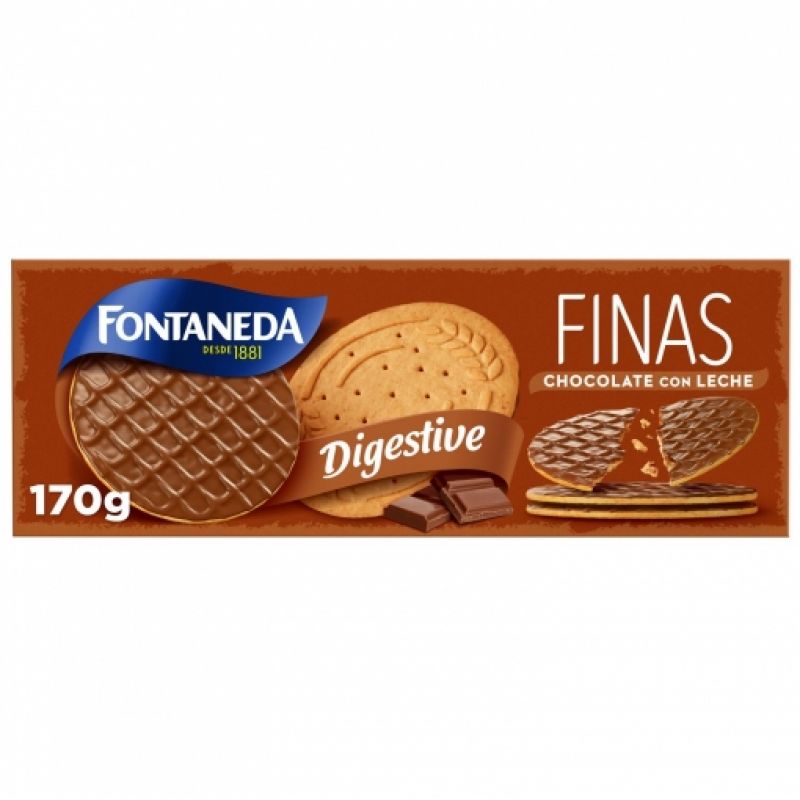 Biscuits fins au chocolat au lait digestif Fontaneda 170 gr.