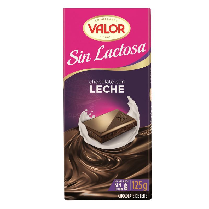 Chocolate con leche sin lactosa Valor 125 gr.