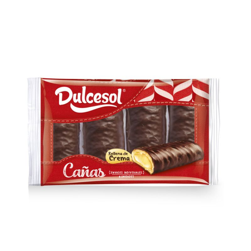 Cañas cacao y crema Dulcesol 4 ud. 380 gr.