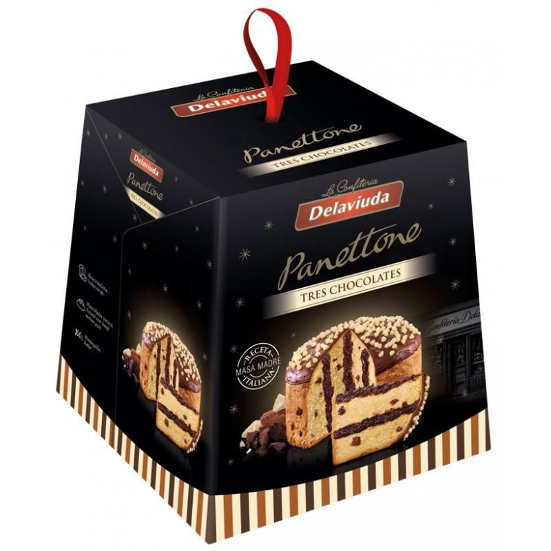 Panettone 3 chocolates Delaviuda 750 gr.